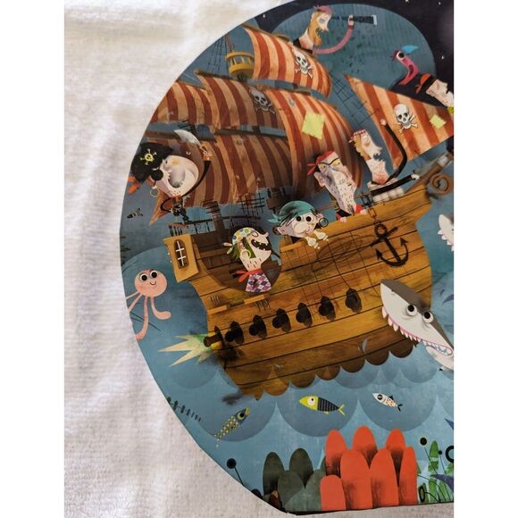 Janod Puzzle Giant Floor Puzzle ~ Pirate Ship w/ Sunken Treasure 39 pieces - Picture 11 of 16